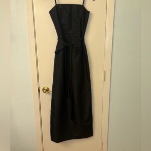 Elegant minimalist 90s Satin Black Evening Dress
